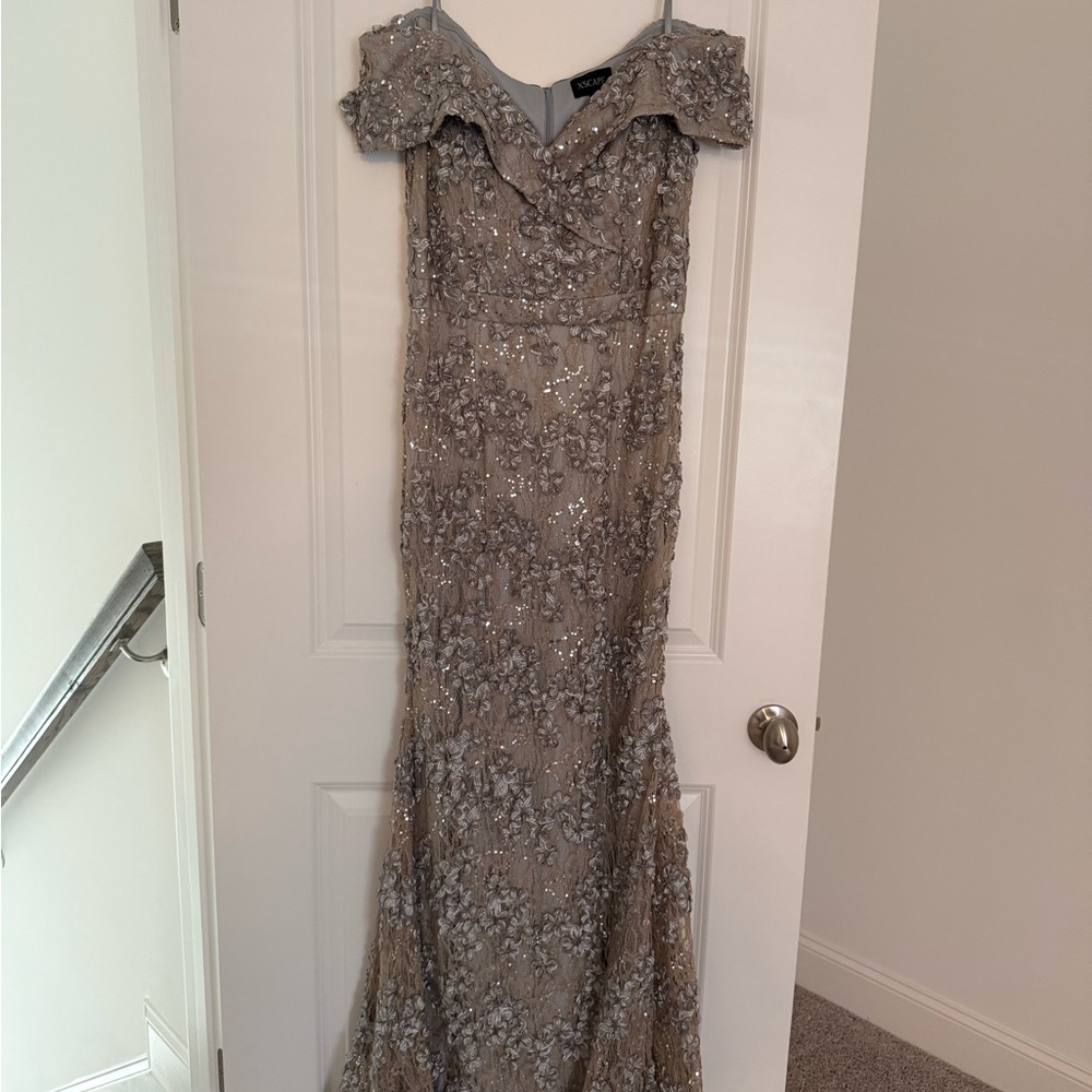 Xscape Silver Floral Maxi Dress